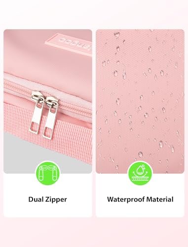 iMangoo Tech Organizer Travel Case 150° Open Large Storage Pouch Purse for Women Zipper Waterproof Bag Power Bank Portable Charger Cable Cord Electronics Accessories Trip Travel Essentials Bags Pink - Image 5