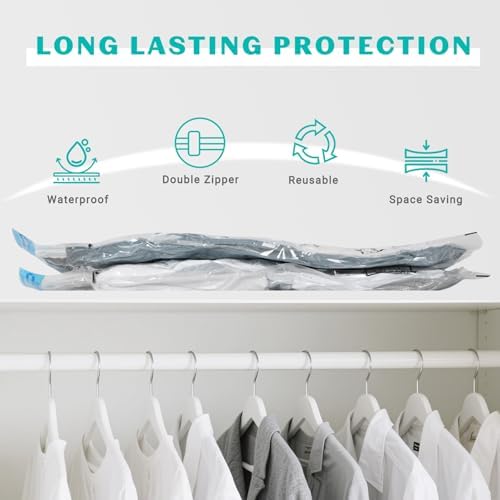 15 Pack Vacuum Seal Bags for Clothing &Travel, Space Saver Vacuum Storage Bags for Blankets,Luggage,Clothes,Comforter, Hand Pump Included (3 Jumbo,3 Large,3 Medium,3 Small,3 Roll） - Image 3