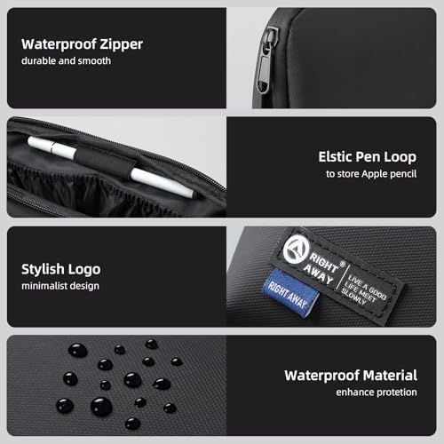 RIGHT AWAY Travel Tech Pouch，Waterproof Cord Case，Electronics Organizer Travel Case，Cable Organizer Storage Bag For Phone, Charger, Accessories(BLACK) - Image 4