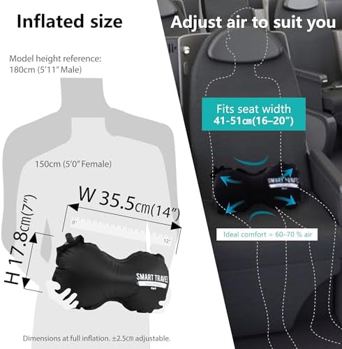 SmartTravel Travel Products Inflatable Travel Lumbar Pillow for Airplane Seat – Adjustable Lower Back Support Cushion for Long Flights - Image 5