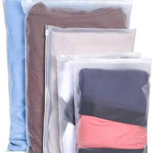 30 Pcs Clothes Packaging Bags Plastic Packing Bags Reusable Zip Clothing Bag Travel Storage Bags Frosted Waterproof Organizers Pouch for Clothes Shipping Shoes Cosmetics Travel Essentials