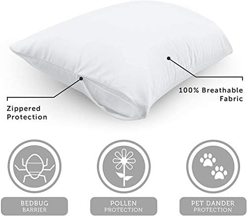 AllerEase Ultra Soft Advanced Allergy Protection Machine Washable Durable Zippered Travel Pillow Protector Size 14" x 20" Size Navy - Image 5
