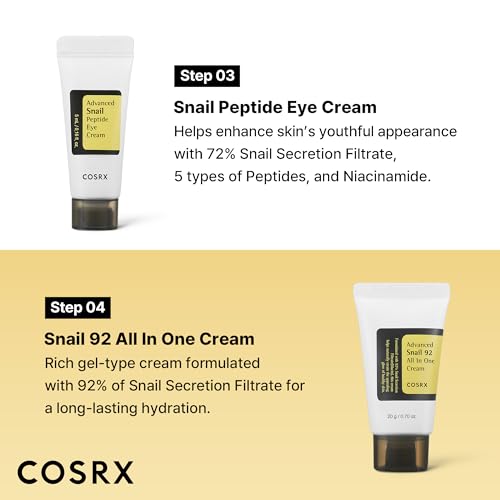 COSRX All About Snail Mucin Korean Skin Care Set, Mini Travel Essentials, Travel Size Gift Set with Snail Mucin Face Wash, Serum, Moisturizer & Eye Cream, Rejuvenating Kit - Image 5