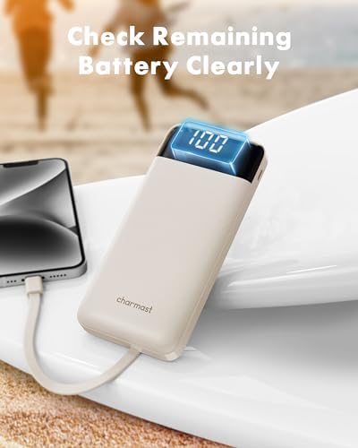 charmast Portable Charger with Built in Cables, Power Bank with Cords Wires, Slim 10000mAh Travel Battery Pack 6 Outputs 3 Inputs 3A Fast Charging for Samsung Google Pixel LG Moto iPhone iPad - Image 7