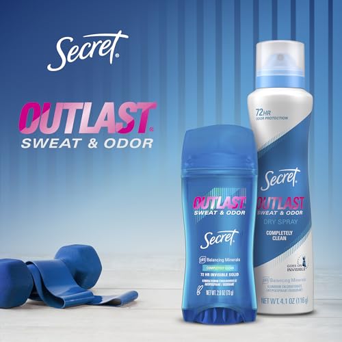 Secret Outlast Antiperspirant Deodorant for Women, 72hr Sweat & Odor Protection, PH Balancing Minerals, Invisible Solid, Completely Clean Scent, Travel Size, 0.5 oz - Image 7