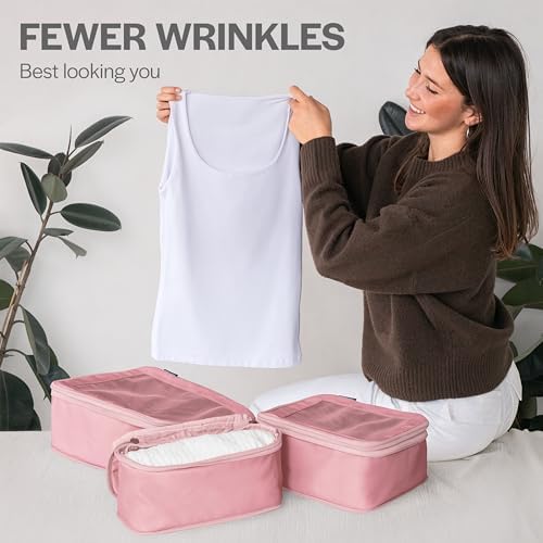 Aerotrunk Compression Packing Cubes for Travel - Luggage Organizer Bags - Double Zipper Packing Cubes for Suitcases (6-Pack, Rose) - Image 8
