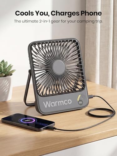 Warmco 10000mAh Portable Travel Fan 7-inch, Max 24H Runtime, Ultra-thin Quiet Rechargeable Battery Operated Desk Fan with Digital Display for Camping, Office, Bedroom, Cruise Essentials - Image 5
