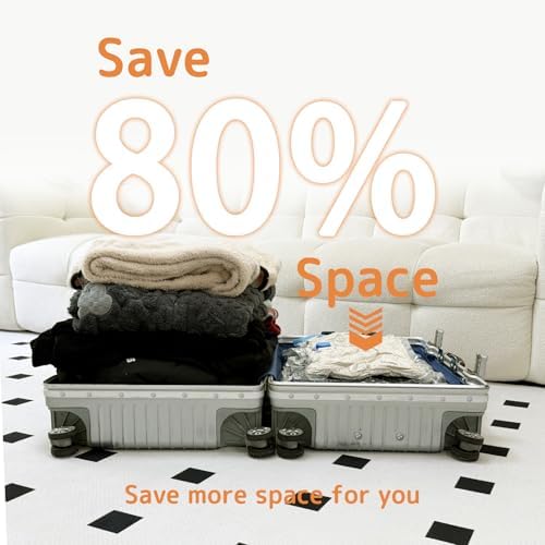 12 Pack Vacuum Bags for Travel with Rechargeable Air Pump, Carry-On Compression Bags for Luggage and Suitcase, Space Saver Storage for Clothing and Travel Organization - Image 2