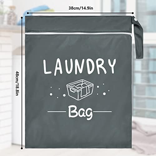 2 Pcs Large Travel Laundry Bags - Waterproof Wet/Dry, Washable, Drawstring, Bathing Suit, Workout, Gym Clothes, Swimming, Yoga - Green, Grey - Image 7