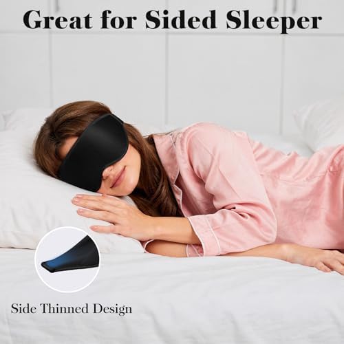 3D Eye Mask Sleep Mask for Men & Women, 100% Pressure-Free & Light Block-Out Eye Mask for Sleep with Easy Adjustable Strap, Night Eye Cover for Travel, Black - Image 6