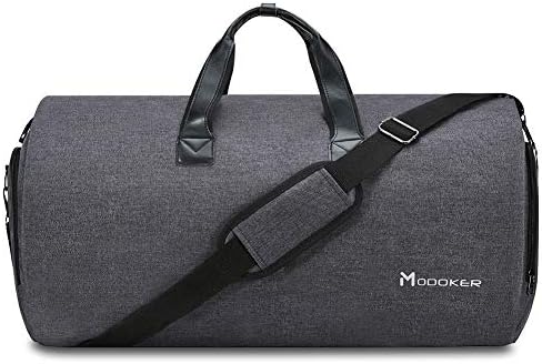 Convertible Garment Bag with Shoulder Strap, Modoker Carry on Garment Duffel Bag for Men Women - 2 in 1 Hanging Suitcase Suit Travel Bags (Black)