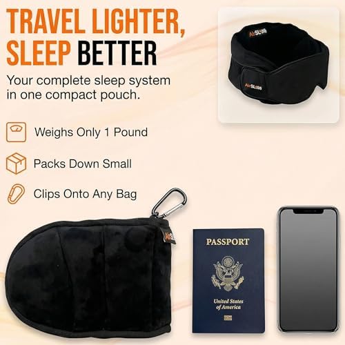 3-in-1 Airplane Sleep Support System - Integrated Plane Sleeping Accessories with Memory Foam Long Haul Flight Pillow, Adjustable Travel Eye Mask, and Blanket-Like Body Sling - Fits in Carry On - Image 7