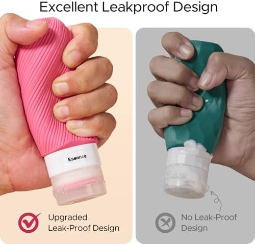 LitBear 23 Pack TSA Approved Travel Bottles for Toiletries, Leak Proof Refillable Travel Size Containers Kit with Silicone Squeezable Bottles Jars for Shampoo Lotion Conditioner, in Clear Bag, Pink - Image 3