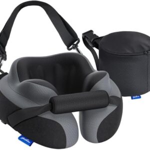 ZIKEE Ergonomic Travel Neck Pillow for Airplane, Dual-Hold Design to Stabilize Head and Neck on Flights, Ear-Free Memory Foam Airplane Travel Pillow, Quality Carrying Case, Breathable & Washable Cover