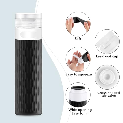 Travel Bottles for Toiletries, TSA Approved 3.4oz Travel Size Containers, BPA Free Leak Proof Silicone Traveling Bottles, Refillable Travel Essentials Kits for Shampoo Conditioner(4 Pack)-A - Image 3