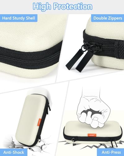 GLCON Off White Small Travel Electronic Organizer Case - Universal Hard Carrying Case Portable Storage Pouch Bag for Tech Accessories, Cable, Cord, MP3 Players, Card, Car Key Cash, SD Card - Image 4