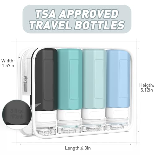 Redfly Travel Bottles for Toiletries, Tsa Approved 3oz Travel Size Containers, Leak Proof Silicone Squeezable Containers for Toiletries, BPA Free Refillable Essentials for Shampoo Conditioner Gray - Image 5