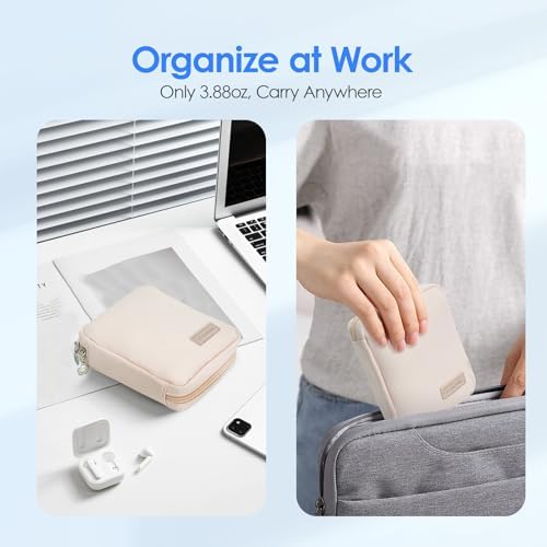 LENTION Tech Organizer Pouch Water Resistant, Compact Cable Bag for Macbook Charger, Power Bank, USB Cables, Earphones - Travel & Daily Electronics Case (Beige) - Image 8