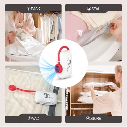 Vacuum Storage Bags for Travel, 10 Pack Vacuum Seal Bags for Clothing Travel, Compression Packing Kit with High Pressure Electric Pump, Space Bags for Clothes Luggage Traveling - Image 7