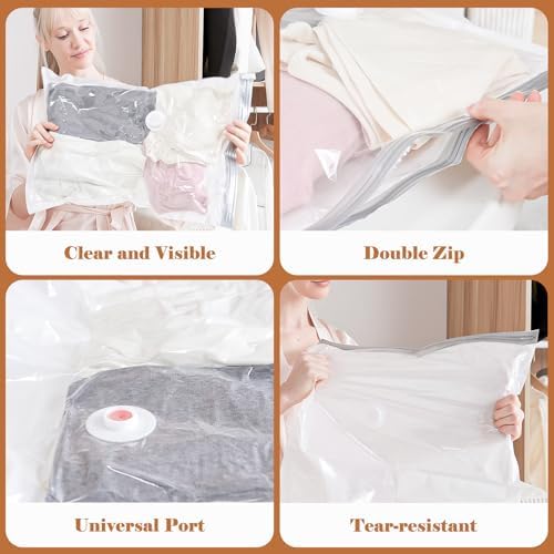 Vacuum Seal Bags for Clothing, 16 Pack Vacuum Storage Bags with Rechargeable Cordless Air Pump(4J+4L+4M+4S), Space Saver Bags for Clothes Blanket Duvets Pillows Comforters Travel - Image 6
