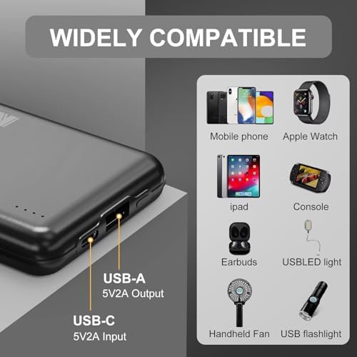 KOVNLO Battery Pack for Heated Vest, 5V 2A 10000mAh USB Power Bank with USB-C Charging Cable, Ultra Thin Portable Charger for Heated Jacket,iPhone, Android - Image 6