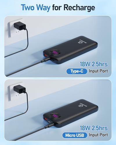 Power Bank,10000mAh 22.5W Max Portable Charger Built in Cables，4 Outputs 2 Inputs External Phone Powerbank,5V/3A Fast Charging Travel Charger for iPhone Android iPad,(Pearl Black) - Image 4