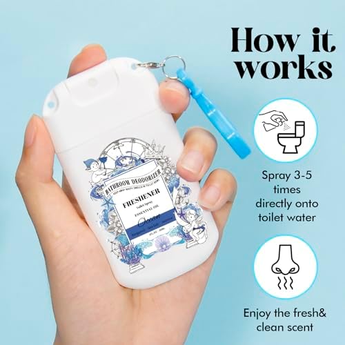 Pocket Size Toilet Spray with Removable Hook,30ml Travel Essentials Variety 3 Pack, Bathroom Odor Eliminator for Poop - Ocean Coconut Peony Scent - Image 7