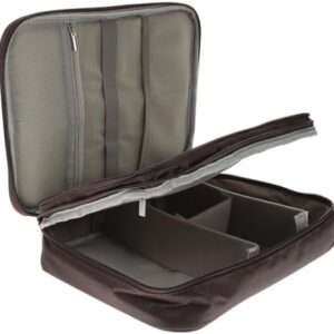 Multi-compartment Tech Accessory Organizer Travel Cord Organizer Pouch Charger Case for Cable Storage in Coffee Color