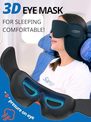 Upgraded Travel Pillow, U-Shaped Airplane Head Strap for All Heights, 360° Support, 3D Sleep Mask, 100% Light Blocking, Long Flights Essentials Headrest, Stop Bobblehead, Black - Image 4