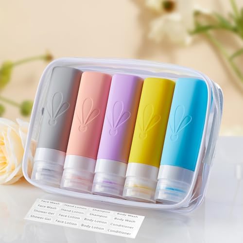 INSFIT Travel Bottles for Toiletries, TSA Approved 3oz Travel Size Toiletries, BPA Free Leak Proof Squeezable Silicone Tubes Travel Essentials for Shampoo Conditioner Lotion Soap - Image 5