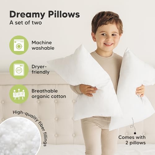 KeaBabies 2-Pack Toddler Pillows 2 Year Old to 5-13x18 Soft Organic Cotton Kids Pillow for Sleeping, Travel, School, Daycare, Nap, Toddler Bed, Machine Washable, Without Pillowcase (Soft White) - Image 4