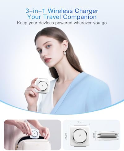 Charging Station for Apple Multiple Devices - 3 in 1 Foldable Magnetic Wireless Charger Dock - Travel Charging Pad for iPhone 16 15 14 13 12 Pro Max Plus Watch & Airpods - Image 2