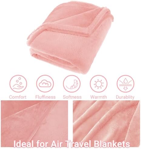 Travel Blanket & Pillow Set, 300 GSM Soft Fleece, 60x43 Inches, 3-in-1 Airplane Blanket, Travel Pillow and Blanket Set, Travel Blanket Airplane Compact with Bag, Travel Essentials, Pink - Image 4