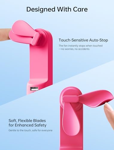 JISULIFE Handheld Mini Fan, 3 IN 1 USB Rechargeable Portable Fan [12-19 Working Hours] with Power Bank, Flashlight, Pocket Design for Travel/Summer/Concerts/Lash, Gifts for Women (Fuchsia) - Image 7