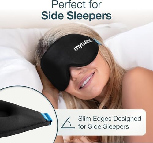 MyHalos® Sleep Mask – 3D Blackout Eye Mask for Women & Men, Side Sleepers, Zero Pressure Memory Foam Eyelash Friendly, Breathable,Award-Winning Sleep Aid for Travel (Black, 1 Count (Pack of 1)) - Image 3