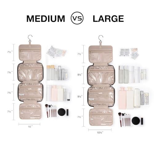 BAGSMART Toiletry Bag Travel Bag with Hanging Hook, Water-resistant Makeup Cosmetic Bag Travel Organizer for Accessories, Shampoo, Full-size Container, Toiletries (Black, Medium) - Image 2