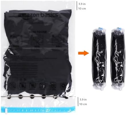 Amazon Basics Roll-Up Travel Compression Storage Bags for Clothes and Towels, No Vacuum Needed, Clear, 12 Pack (6 Small & 6 Medium) - Image 3