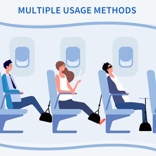 Foot Hammock Airplane Foot Rest for Train, Length Adjustable Travel Essentials with Eye Mask and Earplugs, Desk Foot Rest, Flight Essentials Airplane Foot Hammock (1 Set) - Image 5
