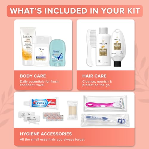 TrekTote 15 Piece Set Women’s Travel & Hygiene Kit with Clear Toiletry Bag, Personal Care Essentials, Single Kit or Bulk Case Packs - Image 2