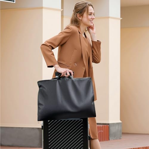 Suit Garment Clothes Travel Bag: 43 inch Lightweight Foldable Black Short Fabric Breathable - Hanging Storage Cover Pockets Zipper for Men - Wardrobe Carry Coat Jacket Uniform Tuxedo Shirt - Image 2