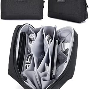 BAGSMART Electronics Organizer Pouch, Travel Tech Organizer Bag for Travel Essentials, Cord Organizer Bag as Travel Accessories for Men Women, Portable Charger Organizer with Handle, Black