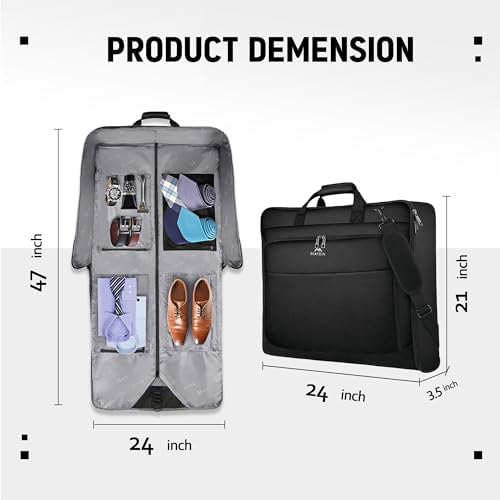 MATEIN Garment Bag for Travel, Large Carry on Garment Bags with Strap for Business, Waterproof Hanging Suit Luggage Bag for Men Women, Wrinkle Free Suitcase Cover for Shirts Dresses Coats, Black - Image 7