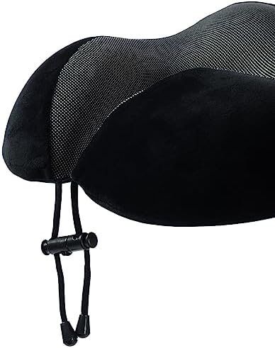 Memory Foam Travel Pillow, Neck Pillow with 360-Degree Head Support, Comfortable Ideal for Sleeping on Airplane, Car, Train, Bus and Home Use, Comes with Storage Bag (Black) - Image 5