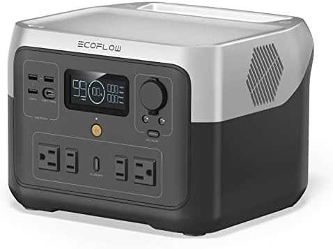 EF ECOFLOW Portable Power Station RIVER 2 Max, 512Wh LiFePO4 Battery/ 1 Hour Fast Charging, Up To 1000W Output Solar Generator (Solar Panel Optional) for Outdoor Camping/RVs/Home Use Black