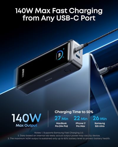 Anker Prime Power Bank, 26,250mAh 3-Port Portable Charger with 300W Max Output, Two-Way Charging, TSA-Approved, App Control, for MacBook, iPhone 17/16 Series, and More (Base Not Included) - Image 3