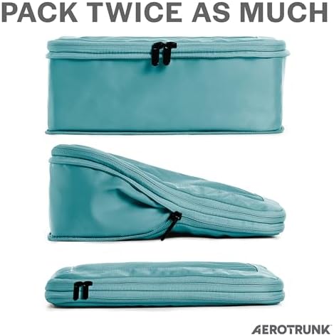 Aerotrunk Compression Packing Cubes for Travel - Luggage Organizer Bags - Double Zipper Packing Cubes for Suitcases (6-Pack, Teal) - Image 2