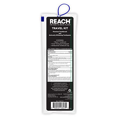 Reach Ultraclean Travel Kit Toothbrush with Toothbrush Cap and Toothpaste, Multi-Angled, Soft Bristles, TSA-Airport Friendly, Resealable, Portable and Reusable Bag - Image 2