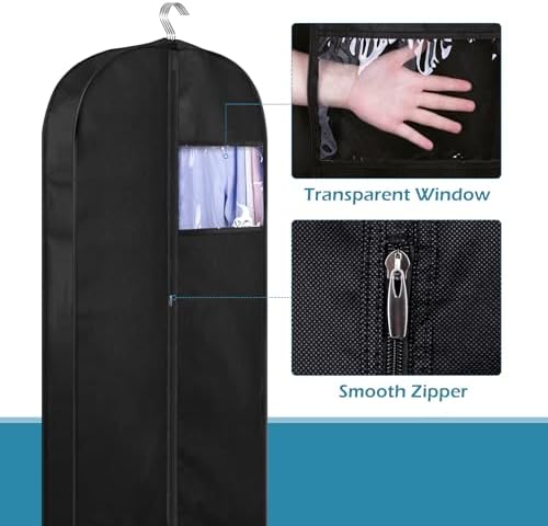 KIMBORA 43" Suit Bags for Closet Storage and Travel, Gusseted Hanging Garment Bags for Men Suit Cover With Handles for Clothes, Coats, Jackets, Shirts（3 Packs） - Image 6