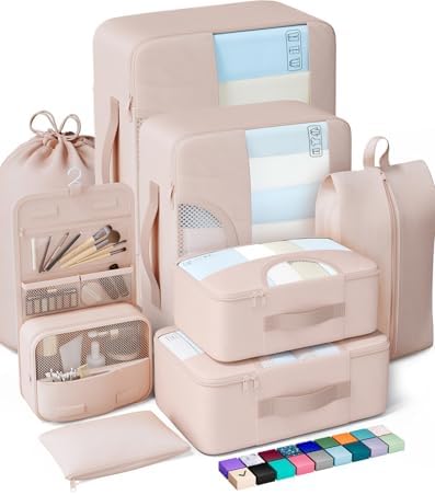 Veken 8 Set Packing Cubes, Cruise Ship Travel Essentials Accessories for Beach Vacation, Personalized Gifts for Women Mom Her, Suitcase Organizer Bags for Luggage with Hanging Toiletry Bag - Image 4