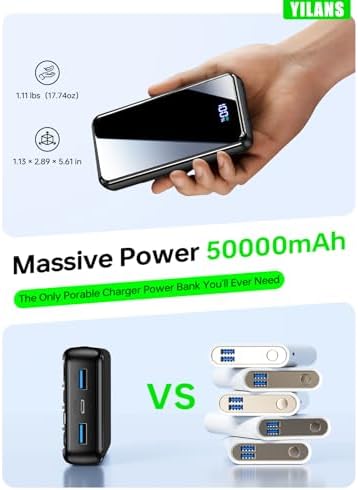 Portable Charger,50000mAh Power Bank Built-in Cable, 22.5W PD USB C In & Out Fast Charging, External Battery Pack with 6 Output & 2 Input, Travel Camping Essential for iPhone 17/16/15/14/13/12,Android - Image 5